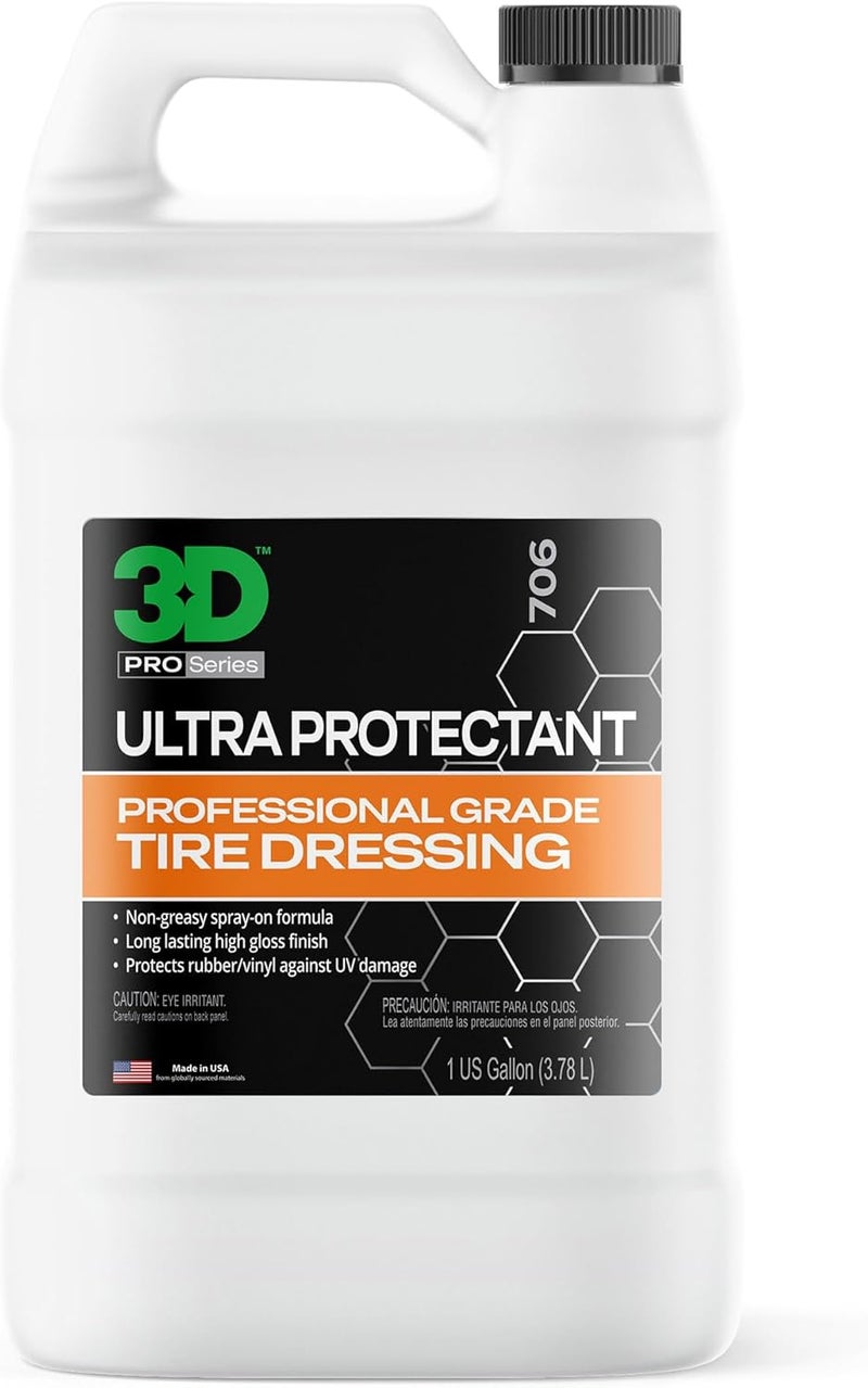 3D Ultra Protectant Tire Shine Spray – Water-Based High Gloss Tire Dressing | Long Lasting UV Protection for Rubber & Vinyl | No Sling | Made in USA |1 Gallon - Image 1