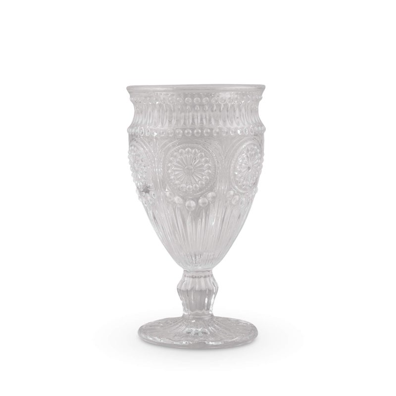 Weddingstar Vintage Inspired Pressed Glass Goblet, Clear - Image 1