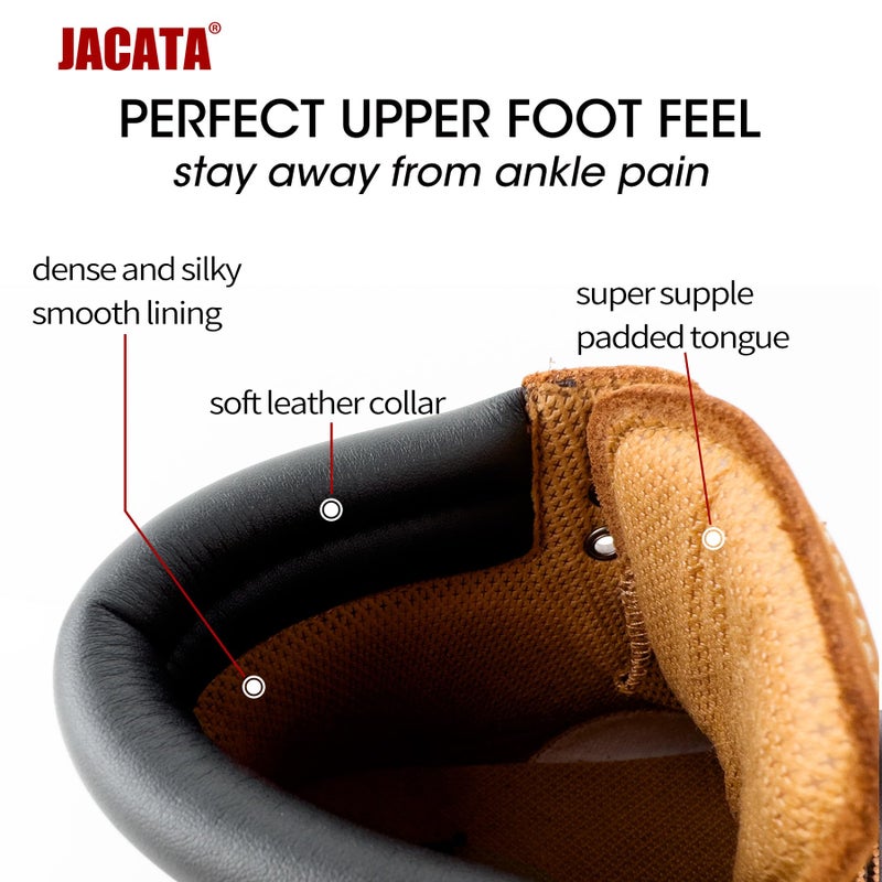 Jacata Men's Water Resistant Leather Work Boot Rubber Sole Construction Oil Resistant Utility Industrial Boots (Brown Size 9) - Image 4