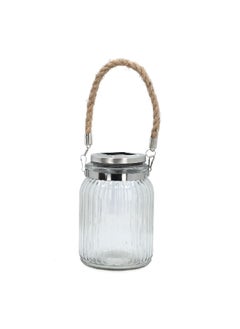 Mi Casa Mason Jar Solar Powered Light Silver and Clear 11 x 11 x 15.5 cm FY20472  - Image 1