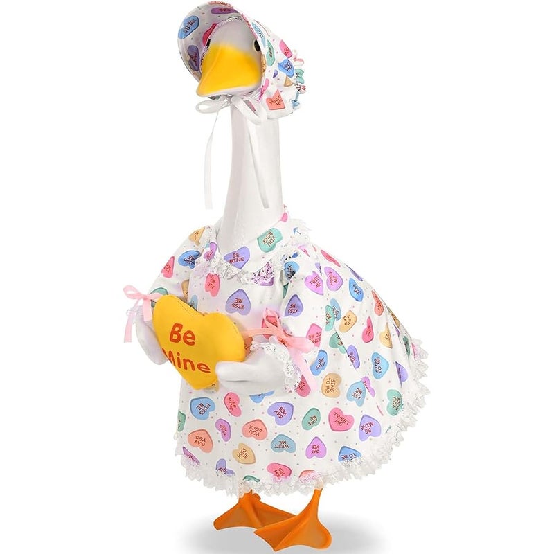 Valentine's Day Heart Goose Outfit for 23 Inch Be Mine Valentines Heart Cement Goose Clothes for Outdoor Lawn Yard Garden Decoration - Image 1