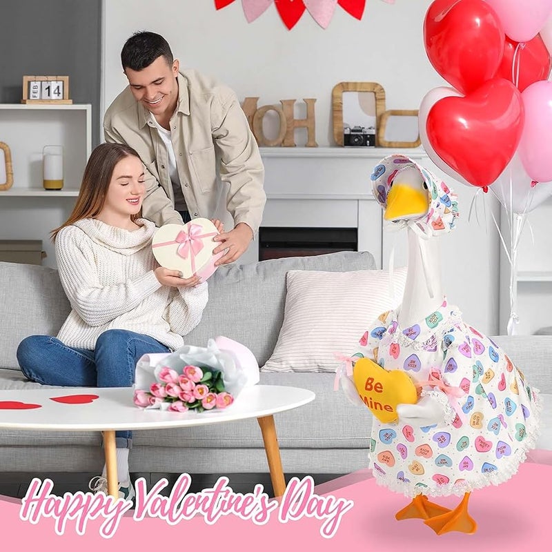 Valentine's Day Heart Goose Outfit for 23 Inch Be Mine Valentines Heart Cement Goose Clothes for Outdoor Lawn Yard Garden Decoration - Image 5