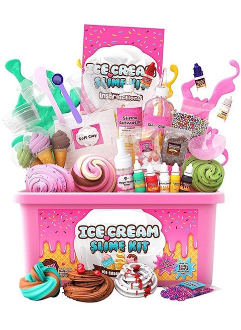 Ice Cream Slime Kit for Girls, Amazing Ice Cream Slime Making Kit to Make Butter Slime, Cloud Slime & Foam Slimes – Stress Relief Party Favors & Great Gift Idea.