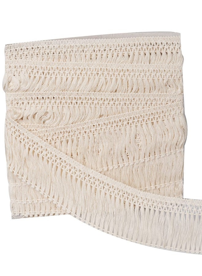 Heliltd 10 Yards X 6cm Wide Cotton Tassel Fringe Trim Lace Fibre Tassel Fringe Trim for Clothes Accessories DIY Sewing Craft Lamp Shade Decoration Wedding Dress - Image 1