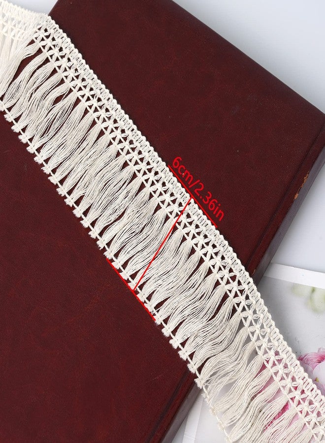 Heliltd 10 Yards X 6cm Wide Cotton Tassel Fringe Trim Lace Fibre Tassel Fringe Trim for Clothes Accessories DIY Sewing Craft Lamp Shade Decoration Wedding Dress - Image 2