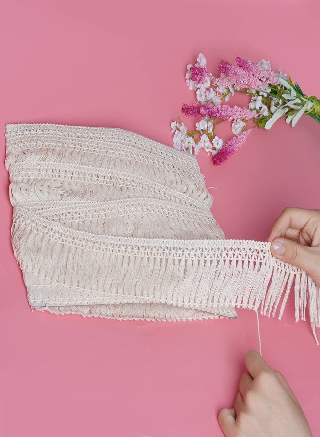 Heliltd 10 Yards X 6cm Wide Cotton Tassel Fringe Trim Lace Fibre Tassel Fringe Trim for Clothes Accessories DIY Sewing Craft Lamp Shade Decoration Wedding Dress - Image 5
