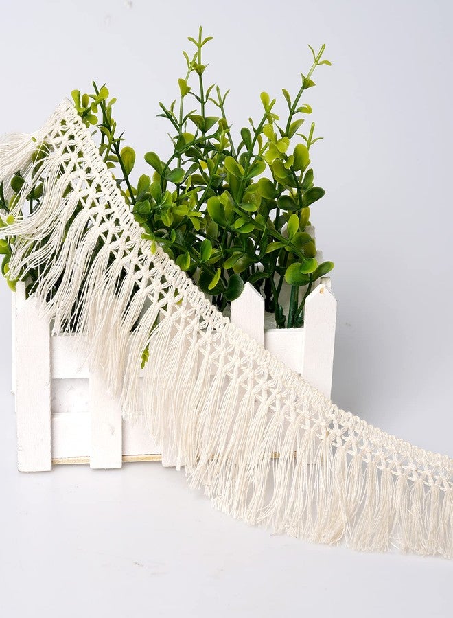 Heliltd 10 Yards X 6cm Wide Cotton Tassel Fringe Trim Lace Fibre Tassel Fringe Trim for Clothes Accessories DIY Sewing Craft Lamp Shade Decoration Wedding Dress - Image 3