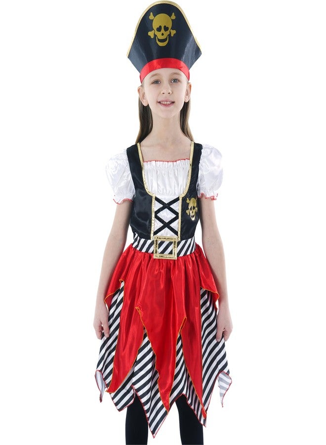 Wizland Girls Pirate Costume，Girls Pirate Outfit Kid Dress Up for Halloween with Hat 9-10 - Image 1