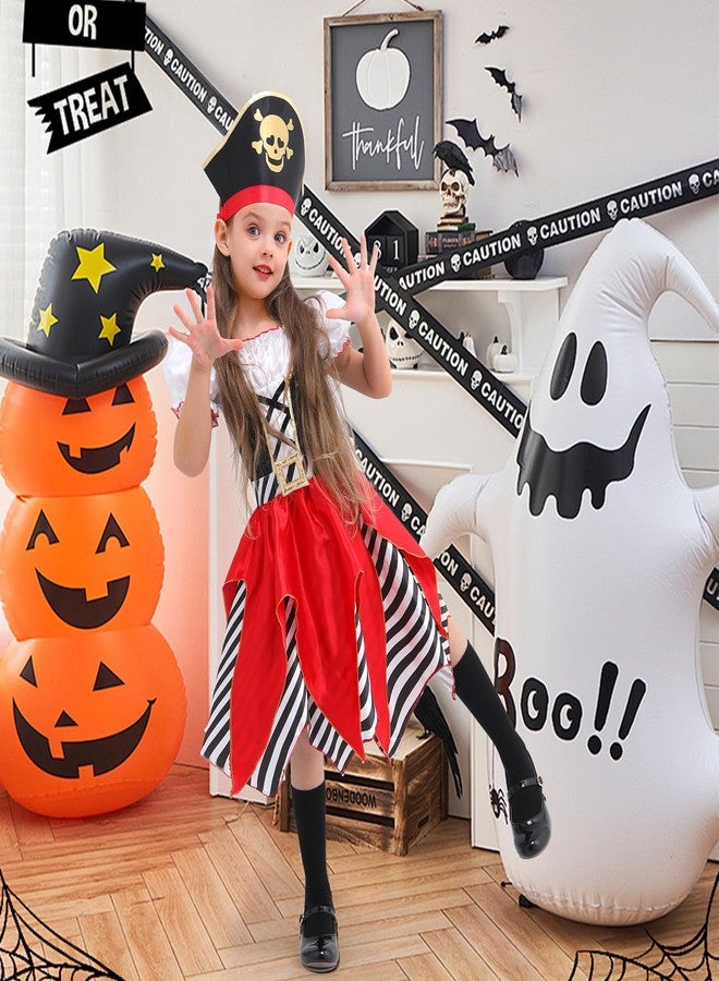 Wizland Girls Pirate Costume，Girls Pirate Outfit Kid Dress Up for Halloween with Hat 9-10 - Image 2