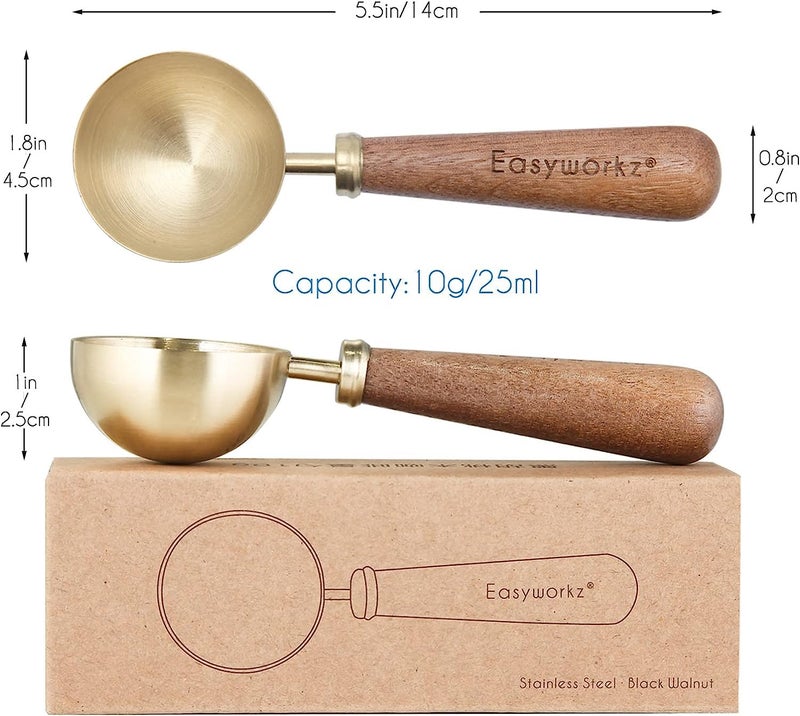 Easyworkz Retro Stainless Steel Coffee Spoon With Black Walnut Handle,10g - Measuring Spoon (Brushed gold) - Image 2