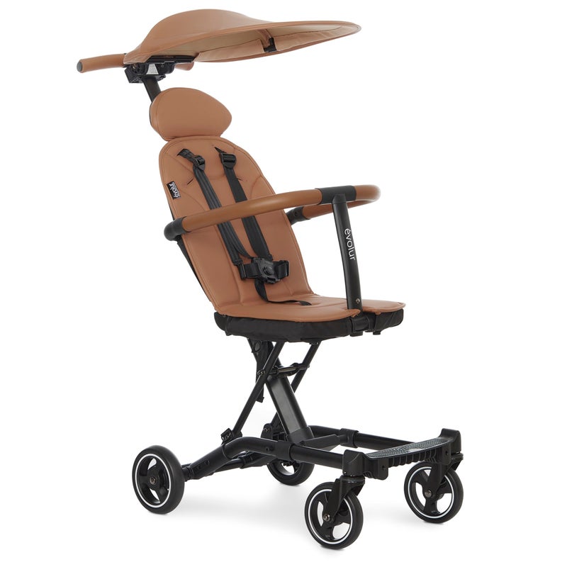 Evolur Cruise Rider Stroller with Canopy Lightweight Umbrella Stroller with Compact Fold Easy to Carry Travel Stroller Cognac