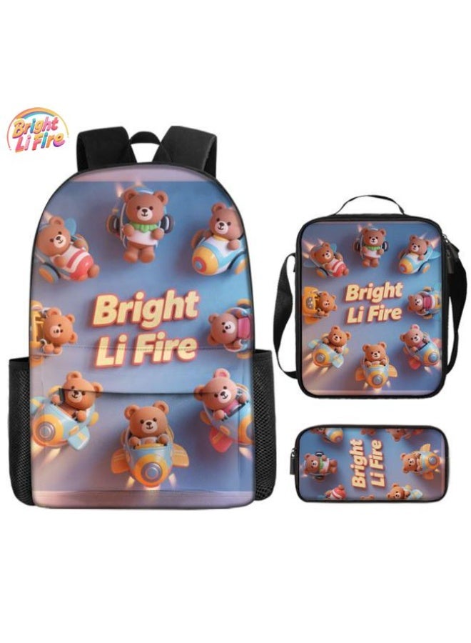 واضح من النار مجموعة من ثلاث قطع من حقائب الرسوم المتحركة، تتعامل بسهولة مع المناسبات المختلفة (الطلاب والأطفال ونزهات الأصدقاء وتسلق الجبال والدراسة وما إلى ذلك) | حقيبة ظهر + حقيبة محمولة باليد + حقيبة قرطاسية | هدايا الموسم المدرسي / العطلات - 36 - Image 1