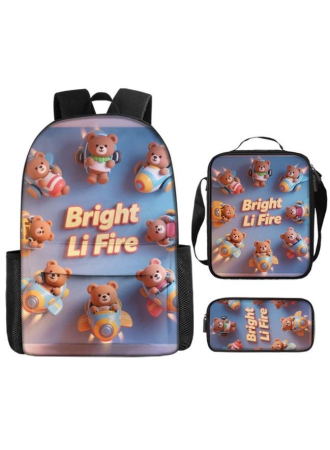 واضح من النار مجموعة من ثلاث قطع من حقائب الرسوم المتحركة، تتعامل بسهولة مع المناسبات المختلفة (الطلاب والأطفال ونزهات الأصدقاء وتسلق الجبال والدراسة وما إلى ذلك) | حقيبة ظهر + حقيبة محمولة باليد + حقيبة قرطاسية | هدايا الموسم المدرسي / العطلات - 36 - Image 2