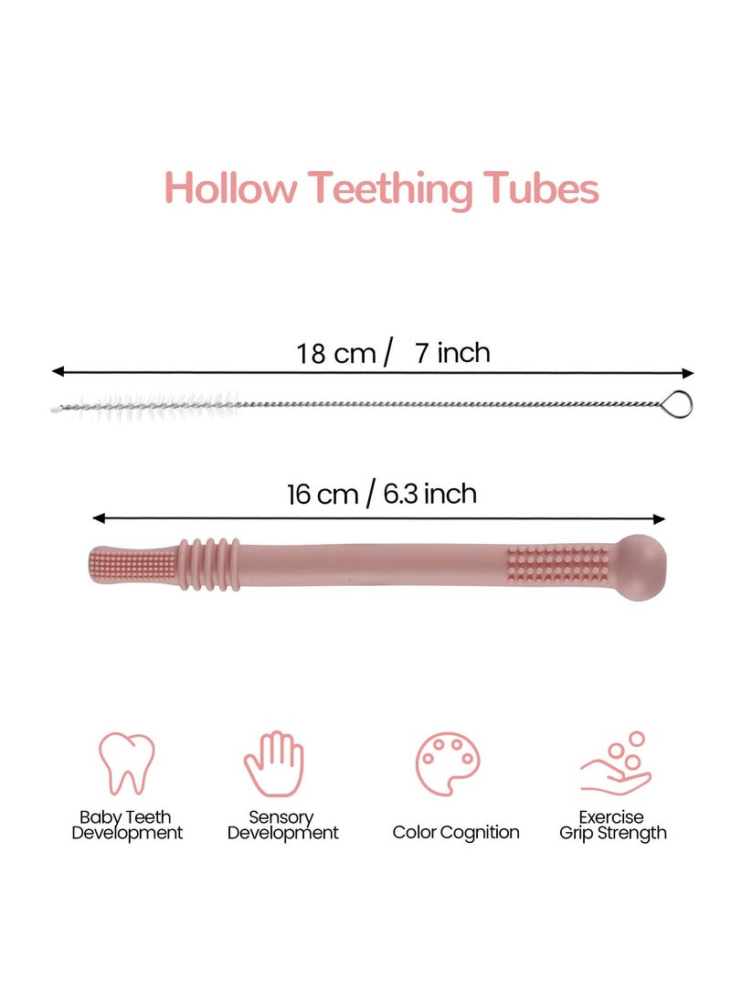 Generic 6 Pack Silicone Teething Tubes for Infants & Toddlers - BPA Free, Freezable & Dishwasher Safe Chew Straws for Babies 3-12 Months  - Image 5
