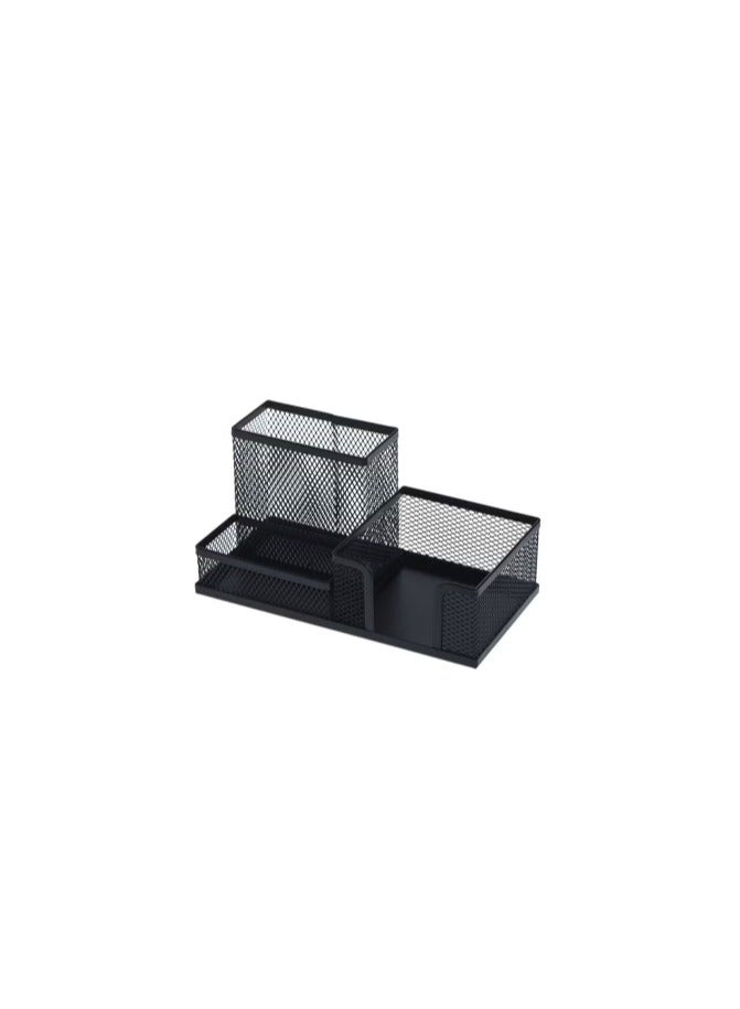 3 Compartment Pencil Pen Note Holder Black