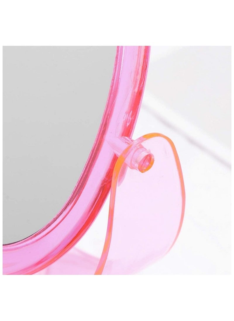 Generic - Round Makeup Mirror - Countertop Mirror - Bathroom - Dressing Table - Barber - Salon - Double Sided - Natural View - 10X Magnifying View - 360 Degree Rotation (Pink) - Image 1