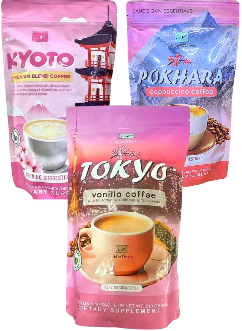 Namiroseus Cofffee Bundle: TOKYO Vanilla, POKHARA Cappuccino & KYOTO Premium Coffee