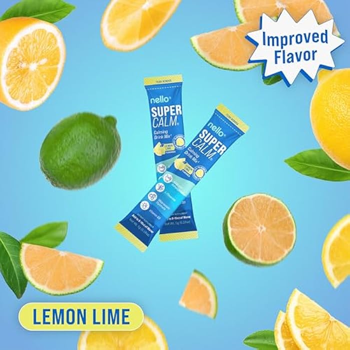 Nello Supercalm Powdered Drink Mix, Cortisol Reducer* and Sleep Aid Supplement, L Theanine, Ksm-66 Ashwagandha, Magnesium Glycinate, Vitamin D 3, No Sugar, Non GMO, On The Go, 20 Ct, Lemon Lime - Image 2