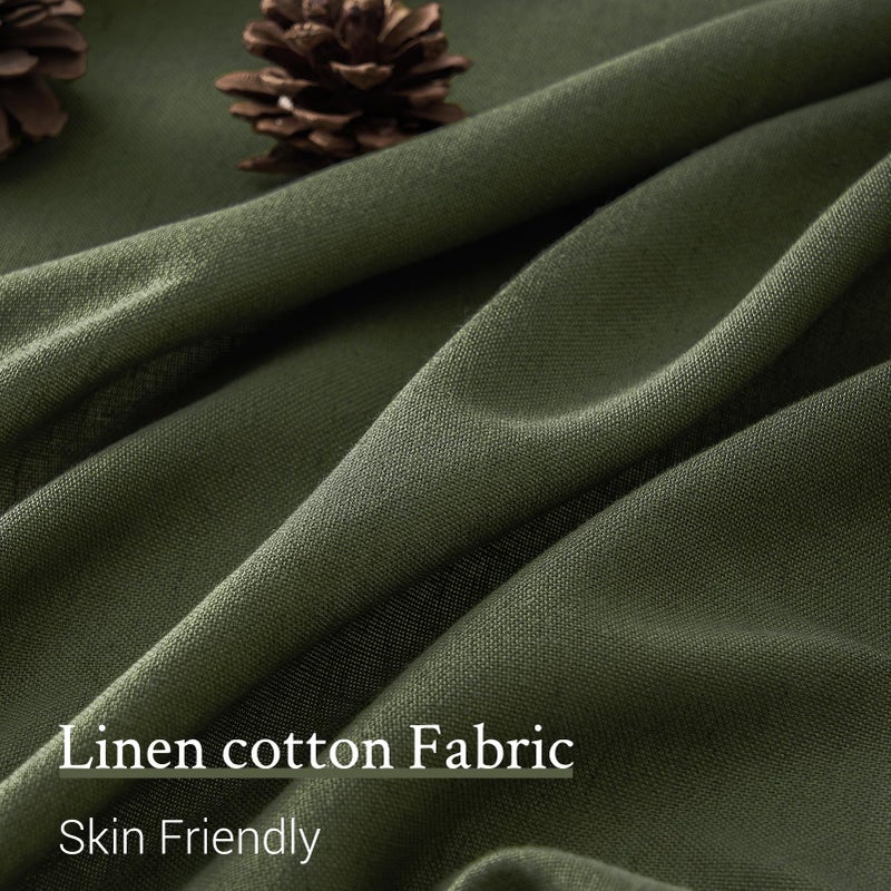 Topfinel Olive Green Linen Semi Sheer Curtains 96 Inches Long,Spring Boho Natural Bedroom Living Room Home Decor,Cotton Linen Blended Light Filtering Pinch Pleated Window Curtain 8ft Panels Set of 2 - Image 4