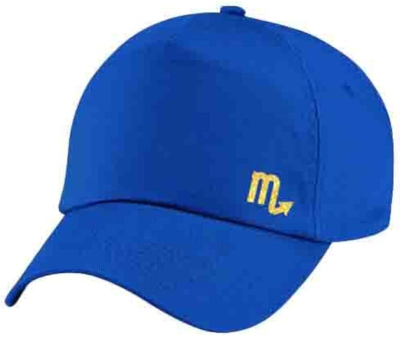 Blue Cap with Scorpio zodiac Golden Color Logo