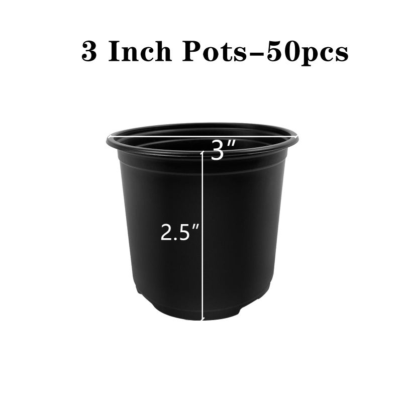 RAOOKIF 50 Pack Nursery Pots, 3 Inch Nursery Pot for Plants, Small Plastic Plant Pots with Drainage Holes, Garden Flower Pots for Transplanting, Succulents, Cuttings, Seedlings(3inch,50pcs) - Image 2