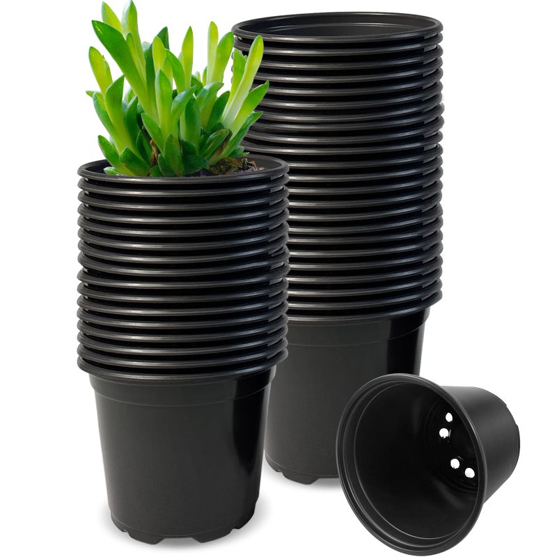 RAOOKIF 50 Pack Nursery Pots, 3 Inch Nursery Pot for Plants, Small Plastic Plant Pots with Drainage Holes, Garden Flower Pots for Transplanting, Succulents, Cuttings, Seedlings(3inch,50pcs) - Image 1