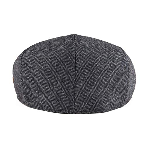 VOBOOM Men's Herringbone Flat Ivy Newsboy Hat Wool Blend Gatsby Cabbie Cap (Dark Grey, 7 3/8) - Image 4