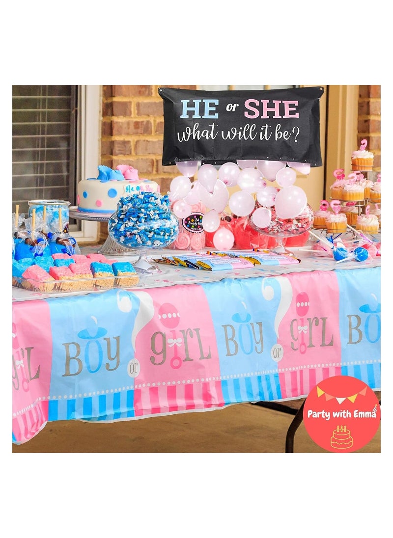 Party with Emma Gender Reveal Balloon Drop Bag He or She He or She What Will it Be Boy or Girl Party Supplies Serve 16 Guests Oh Baby Party Tableware Set Guest Baby  - Image 5