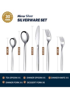 MileMelo 30-Piece Stainless Steel Cutlery Set Silver  - Image 2
