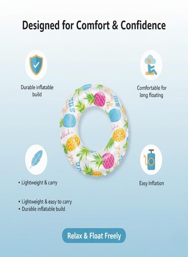 Kevim Print Swim Rings Pack of 3 - Assorted Inflatable Swim Tubes for Pool, River & Lake Fun | Durable PVC Floating Rings for Kids & Adults | Colorful Swimming Tube Set - Image 4