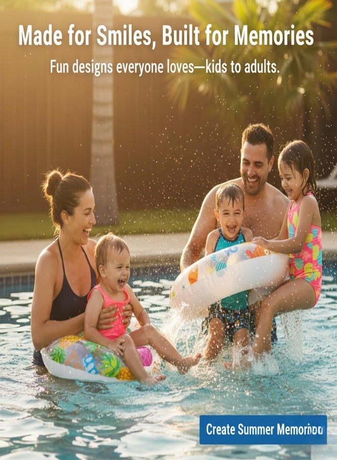 Kevim Print Swim Rings Pack of 3 - Assorted Inflatable Swim Tubes for Pool, River & Lake Fun | Durable PVC Floating Rings for Kids & Adults | Colorful Swimming Tube Set - Image 2