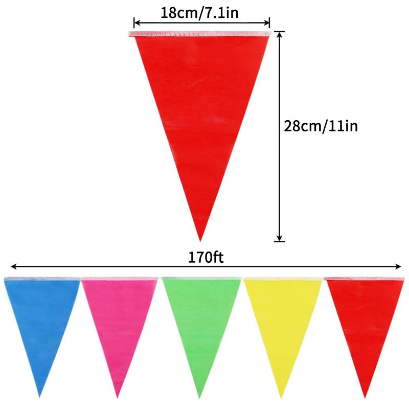 RUBFAC 1020ft 720pcs Colorful Pennant Banner Flags Multicolor Bunting String Triangle Flags Bulk, Garland for Grand Opening, Carnival Theme Birthday Party Decoration Outdoor Events Classroom Decor - Image 2