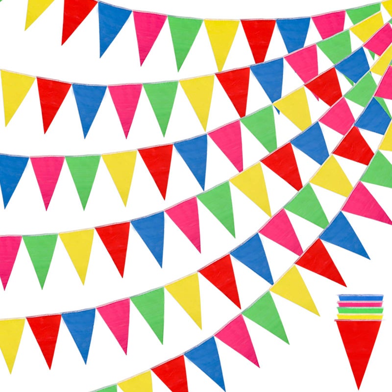 RUBFAC 1020ft 720pcs Colorful Pennant Banner Flags Multicolor Bunting String Triangle Flags Bulk, Garland for Grand Opening, Carnival Theme Birthday Party Decoration Outdoor Events Classroom Decor - Image 1