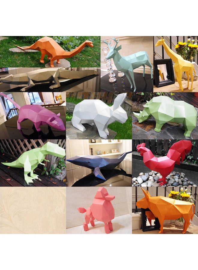 Creative 3d Jigsaw Puzzle Educational Assembly Toys Parent-child Building Blocks Adult Gifts Wooden Puzzles-Color:620730 Three-dimensional Paper Model-Rabbit (24 Pieces) - Image 4
