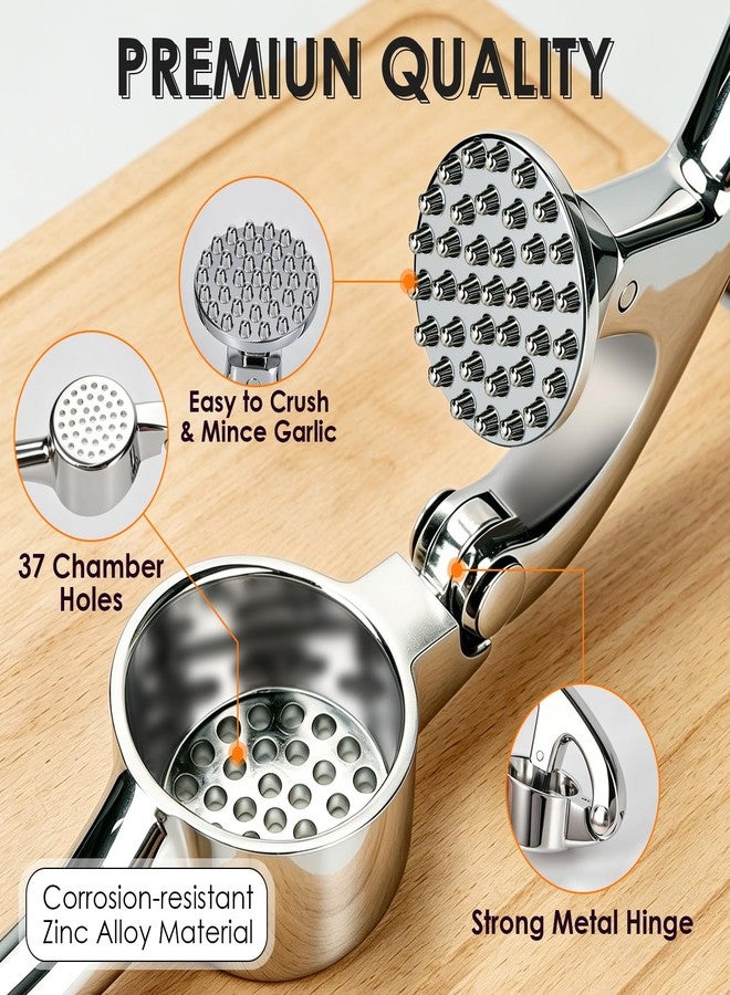 TACGEA Kitchen Garlic Press Set, Rust Proof Garlic Mincer Tool with Silicone Garlic Peeler and Brush - Image 4