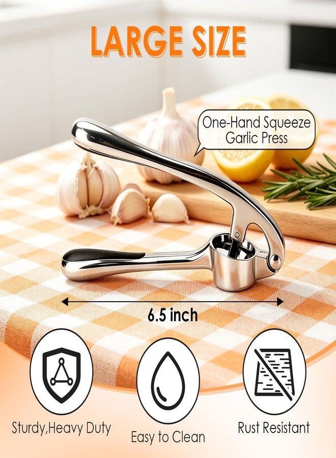 TACGEA Kitchen Garlic Press Set, Rust Proof Garlic Mincer Tool with Silicone Garlic Peeler and Brush - Image 3