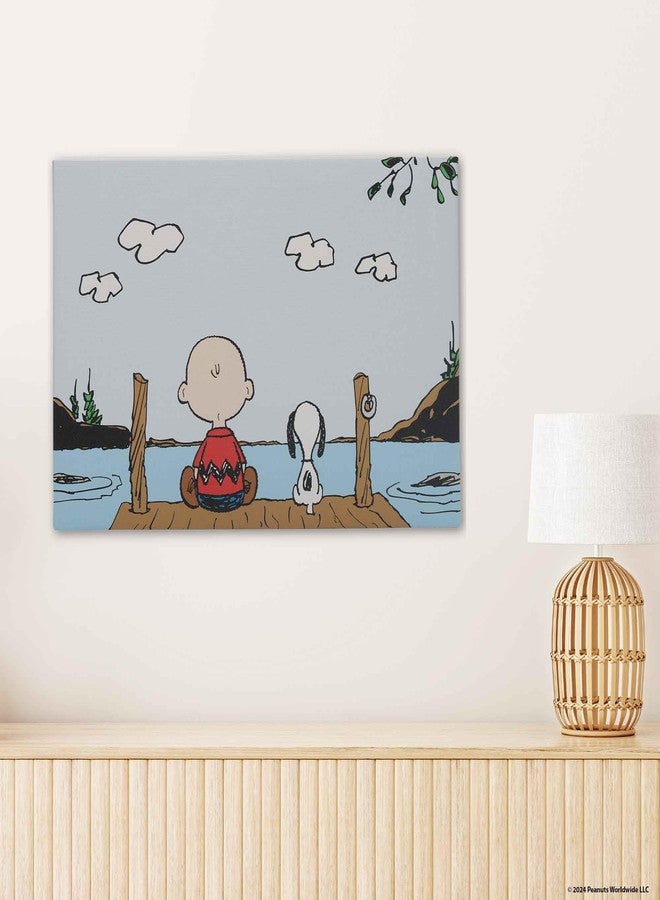 Open Road Brands Peanuts Charlie Brown and Snoopy On Dock Gallery Wrapped Canvas Wall Decor - Peaceful Peanuts Wall Art for Home - Image 5
