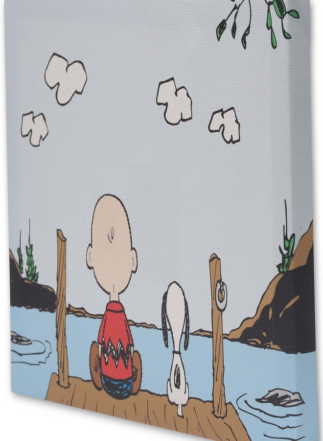 Open Road Brands Peanuts Charlie Brown and Snoopy On Dock Gallery Wrapped Canvas Wall Decor - Peaceful Peanuts Wall Art for Home - Image 2