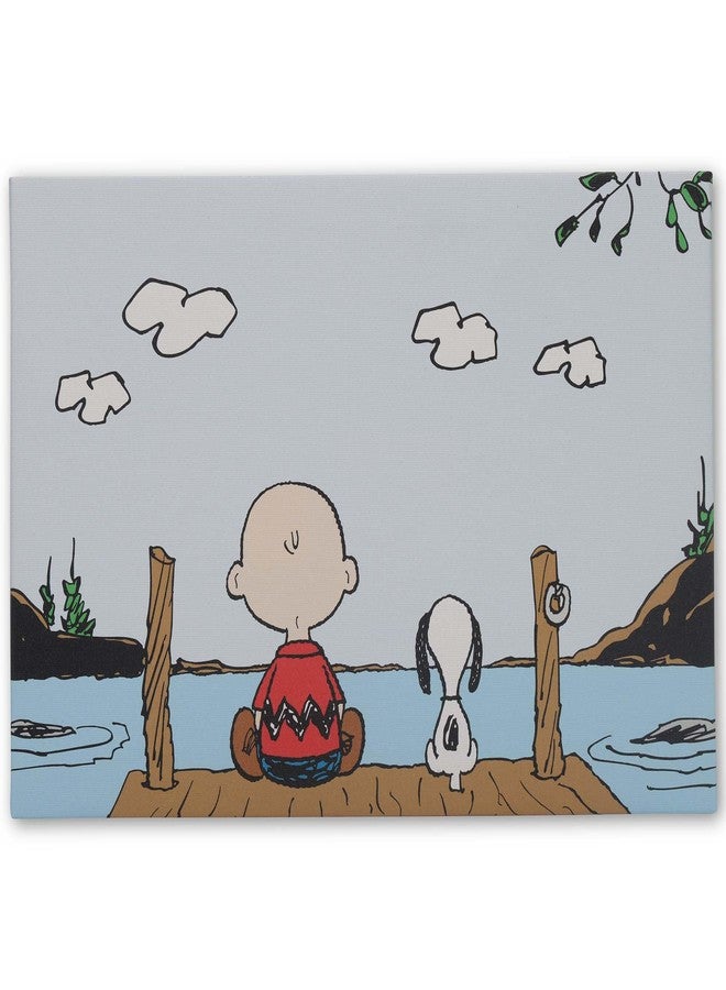 Open Road Brands Peanuts Charlie Brown and Snoopy On Dock Gallery Wrapped Canvas Wall Decor - Peaceful Peanuts Wall Art for Home - Image 1
