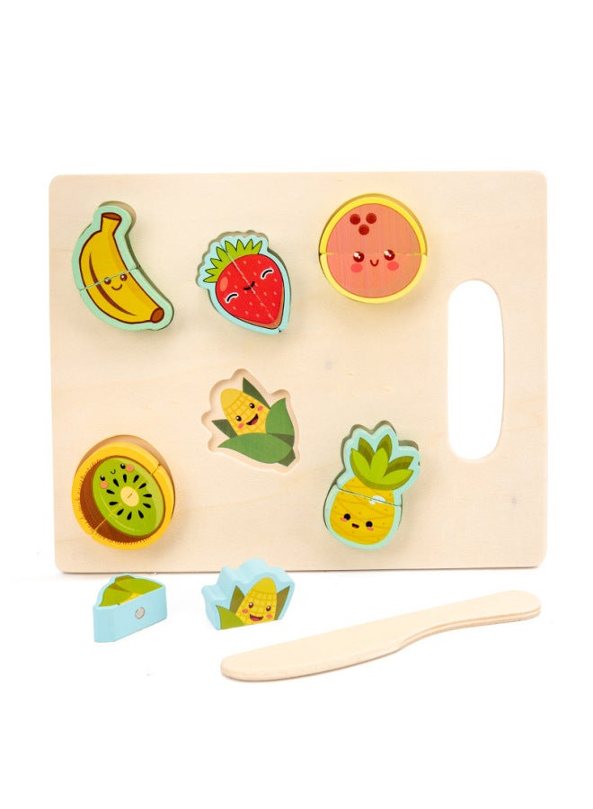 Fruit Cutting Music Watching Three-dimensional Puzzle Children's Puzzle Early Education Fruit And Vegetable Cognition Play House Puzzle Building Blocks-Color:Fruit Cut To See Banana Style  - Image 1