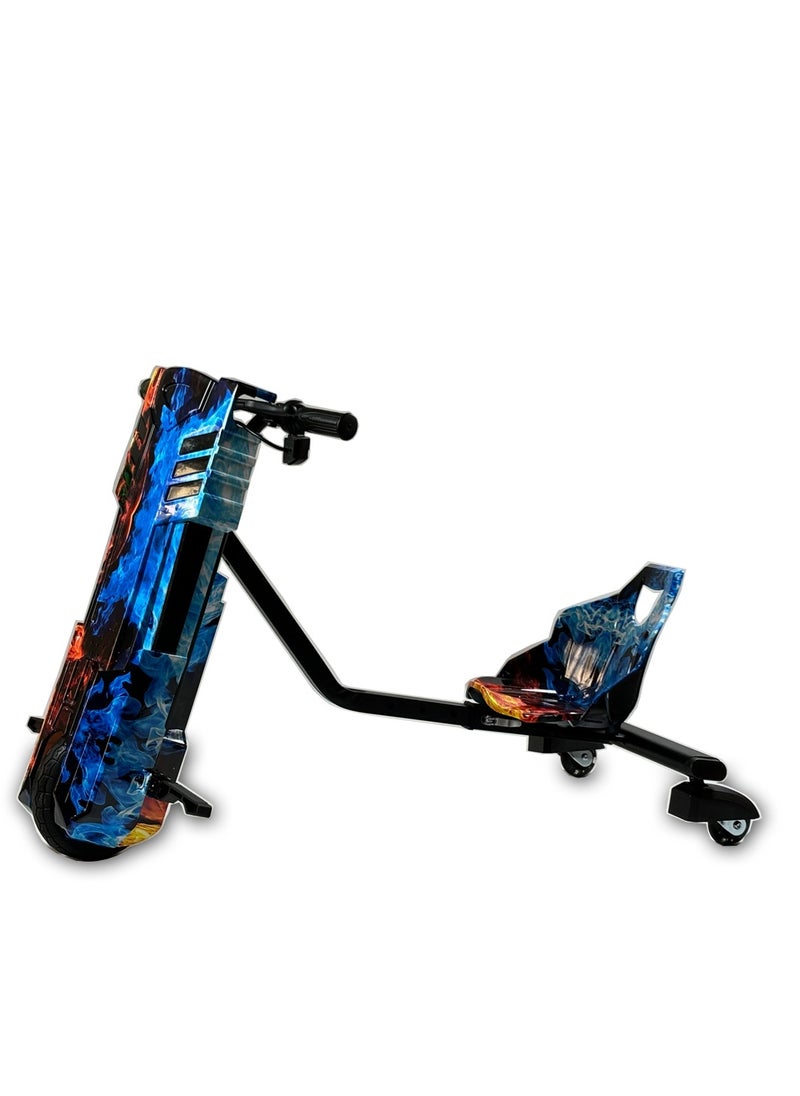 GOLD MANTIS 36V Drift Trike for Kids | Motorized Ride-On with 8" Front Wheel, LED Lights, PU Rear Wheels, Variable Speed | Gift for Boys & Girls Ages 8-14 | Stylish Multi-Color Design (Fire and Ice)  - Image 1