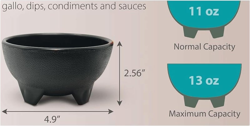 THE UM24 Black Small Salsa Bowls Molcajete 13oz 6PC - Image 4