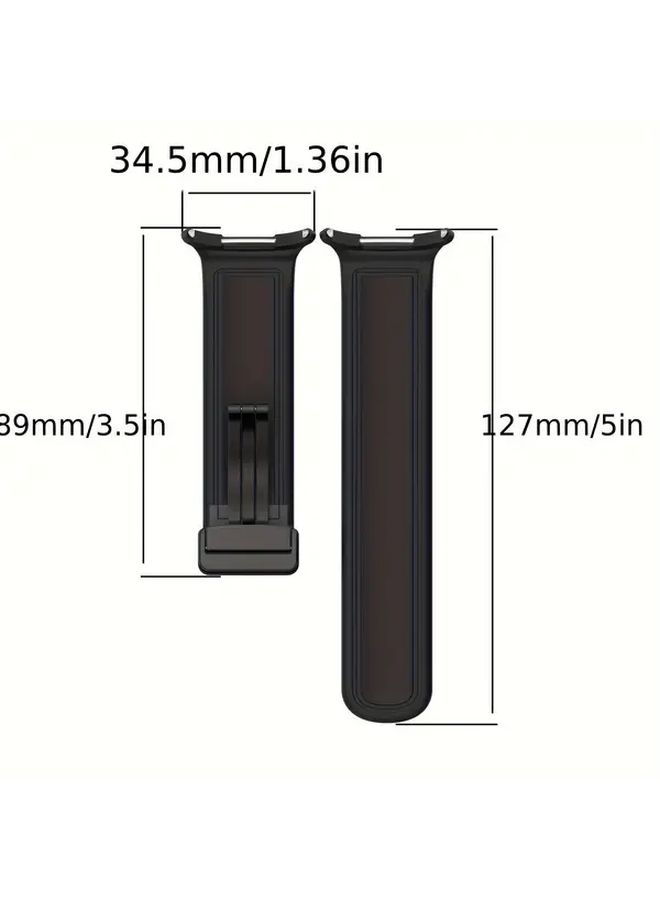 Black Silicone Skin Watch Band For Ultra Smartwatch 7 Stylish Smooth - Image 2