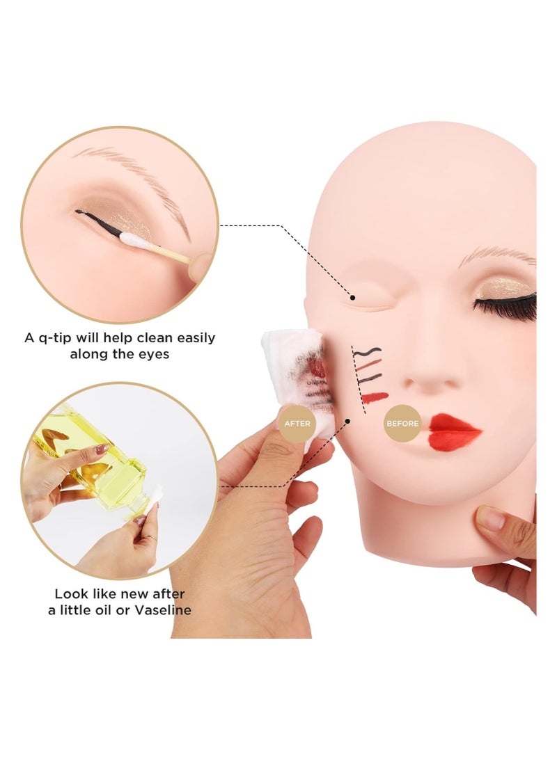 IOLITE Lash Mannequin Head, Practice Training Head,for Make Up and Lash Extention,Cosmetology Doll Face Head,Soft-Touch Rubber Practice Head,Easy to Clean by Skincare Essential Oil Making Display Styling - Image 2