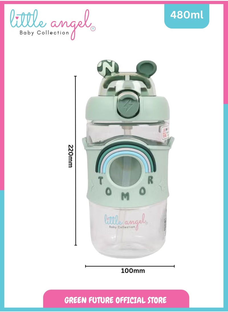 Little Angel Kids Water Bottle with Straw – 480ml BPA-Free, Leak-Proof, Portable Rainbow Design for Girls & Boys | Perfect for School, Sports, and Outdoor Activities  - Image 4