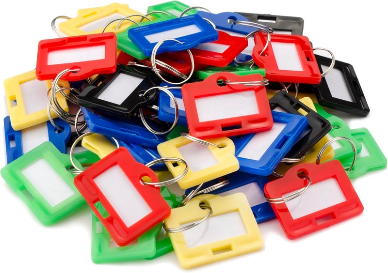 Barska MultiPurpose Key Tags with WriteOn Labels  Ring Holders  100 Small Colored Tags - Image 2