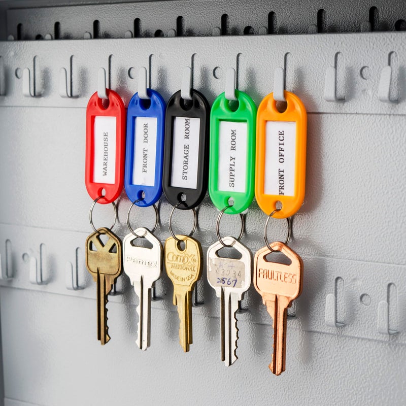 Barska MultiPurpose Key Tags with WriteOn Labels  Ring Holders  100 Small Colored Tags - Image 1