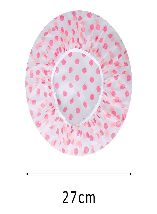 Shrux قبعات استحمام شروكس، 9 قطع، قبعات استحمام بلاستيكية مقاومة للماء، قابلة لإعادة الاستخدام، مزودة بشريط مطاطي، قبعة استحمام للشعر للنساء، مناسبة لصالونات السبا | قبعة استحمام بلاستيكية قابلة لإعادة الاستخدام لحماية الشعر | قبعة استحمام للشعر (عبوة من 6 قطع) - Image 3