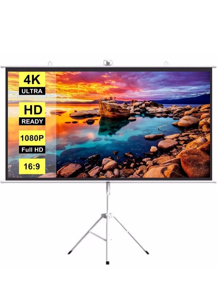 ET-LIFE 72 inch 16:9 Portable Projector Screen, White Fiberglass Material, 2-in-1 Wall Mount & Tripod Stand ET72W-169 for Outdoor and Indoor  - Image 1