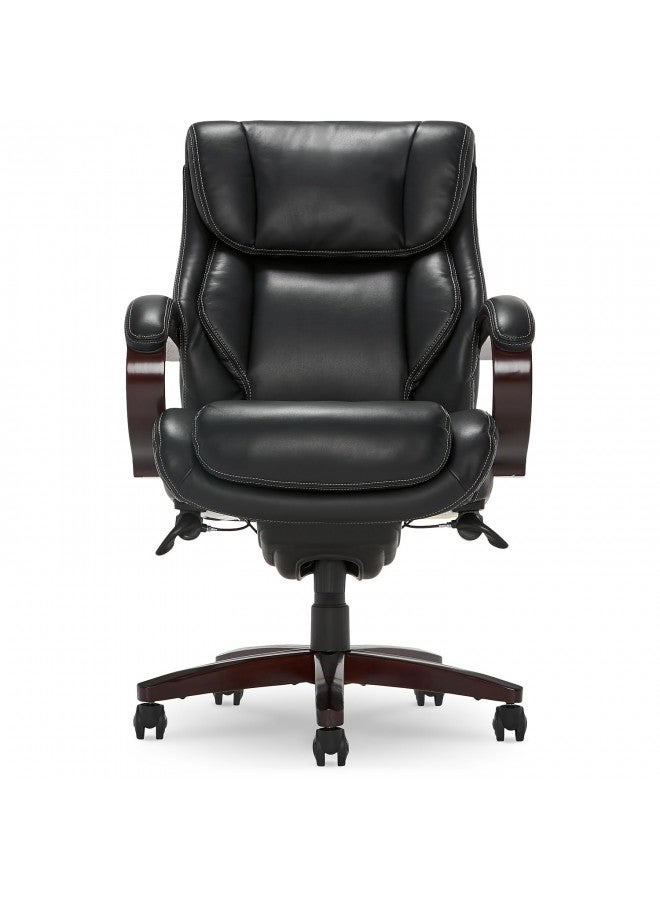 LA-Z-BOY La-Z-Boy Bellamy Executive Office Chair with Memory Foam Cushions, Solid Wood Arms and Base, Waterfall Seat Edge, Bon, Black  - Image 3